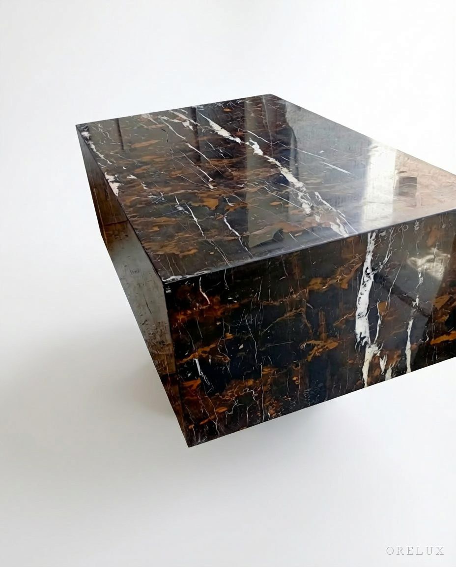 Luxury Black Marble Table with Natural Veining — photo 2