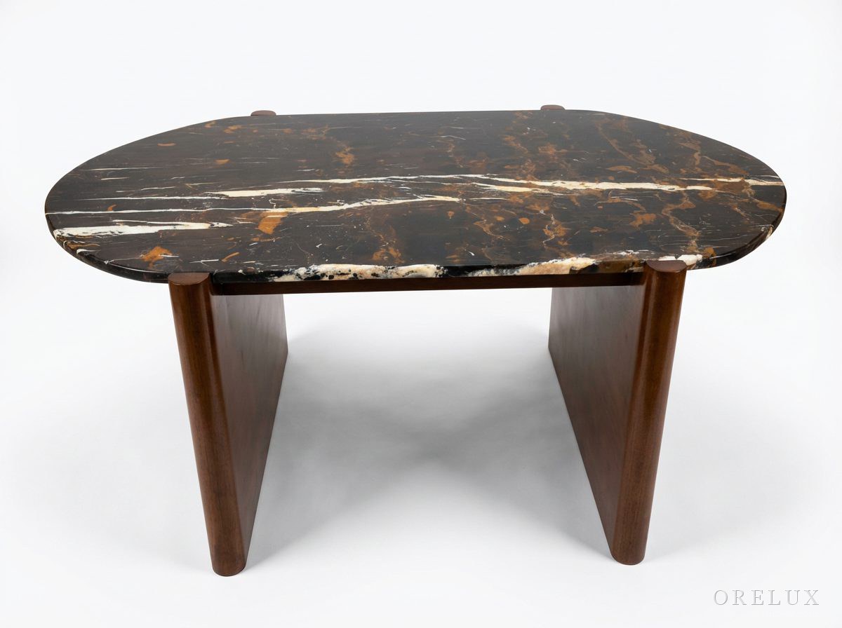 Noir Vein™ Luxury Black Marble Table with Solid Wood Base — photo 2