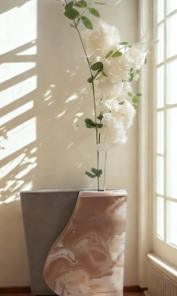 Elegant Decorative Stone Lamp with Flowers | Modern Ambient Lighting for Home - Image 2
