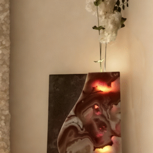 Elegant Decorative Stone Lamp with Flowers | Modern Ambient Lighting for Home