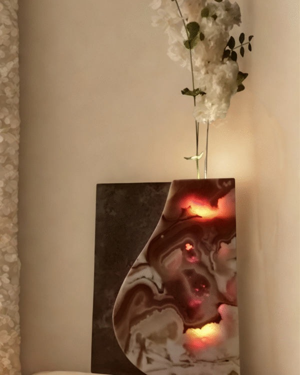 Elegant Decorative Stone Lamp with Flowers | Modern Ambient Lighting for Home