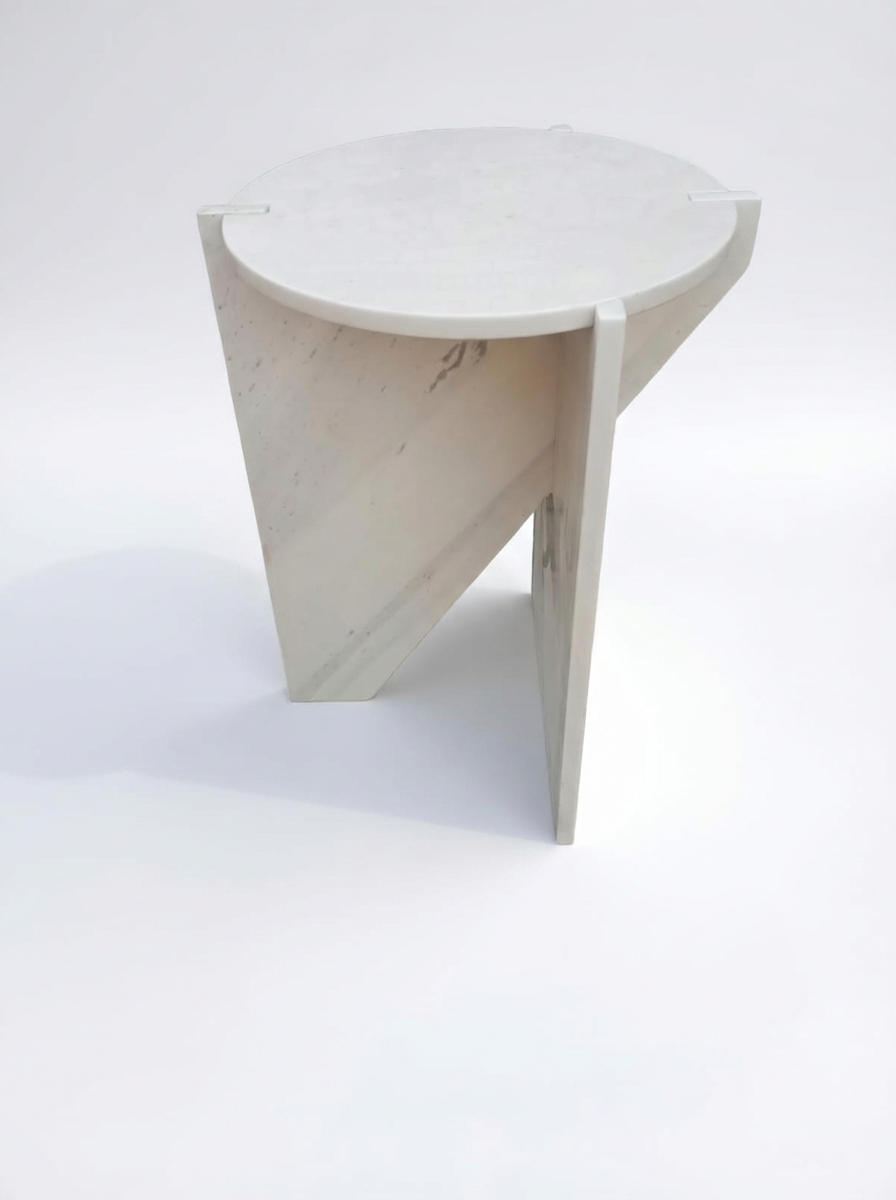 Luxury white marble side table with contemporary design